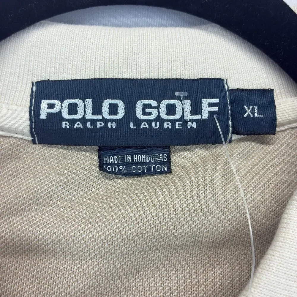 Vintage NWT Polo Golf Ralph Lauren Men’s XL Tan Cotton Polo Shirt Pony Logo